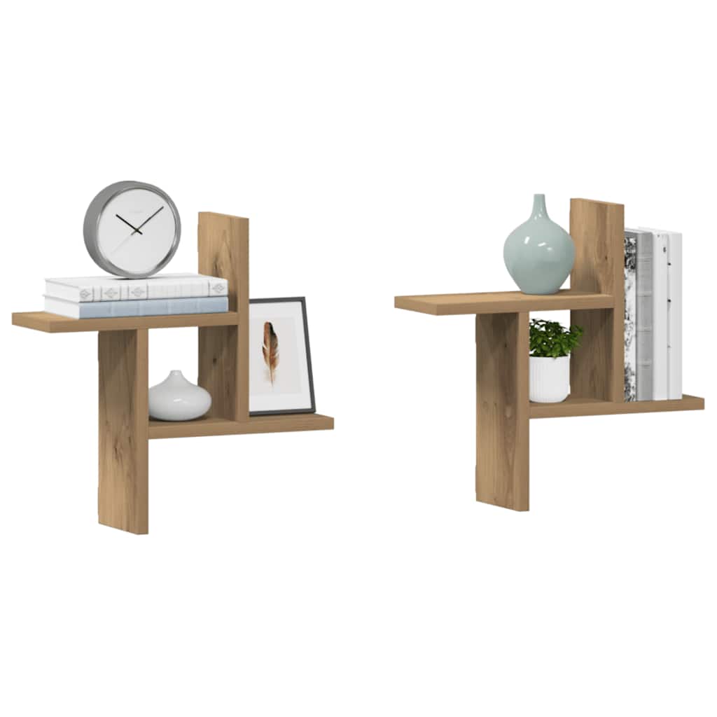 Wall Shelves 2 pcs Artisian Oak 38x12x38 cm Engineered Wood