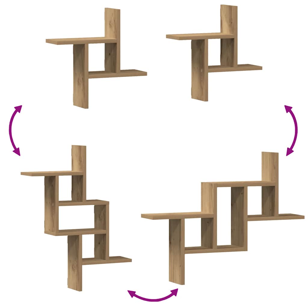 Wall Shelves 2 pcs Artisian Oak 38x12x38 cm Engineered Wood