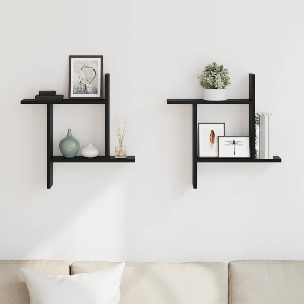 Wall Shelves 2 pcs Black 50x12x50 cm Engineered Wood