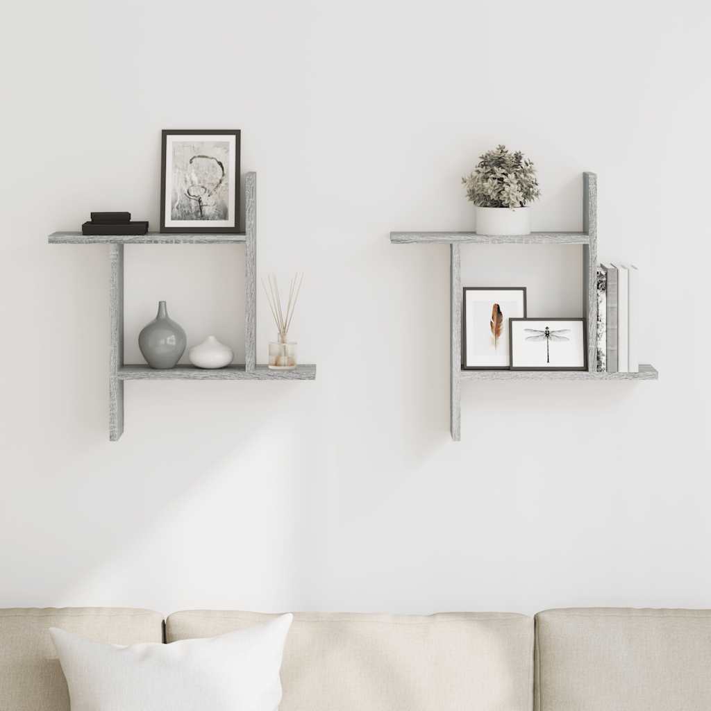Wall Shelves 2 pcs Grey Sonoma 50x12x50 cm Engineered Wood