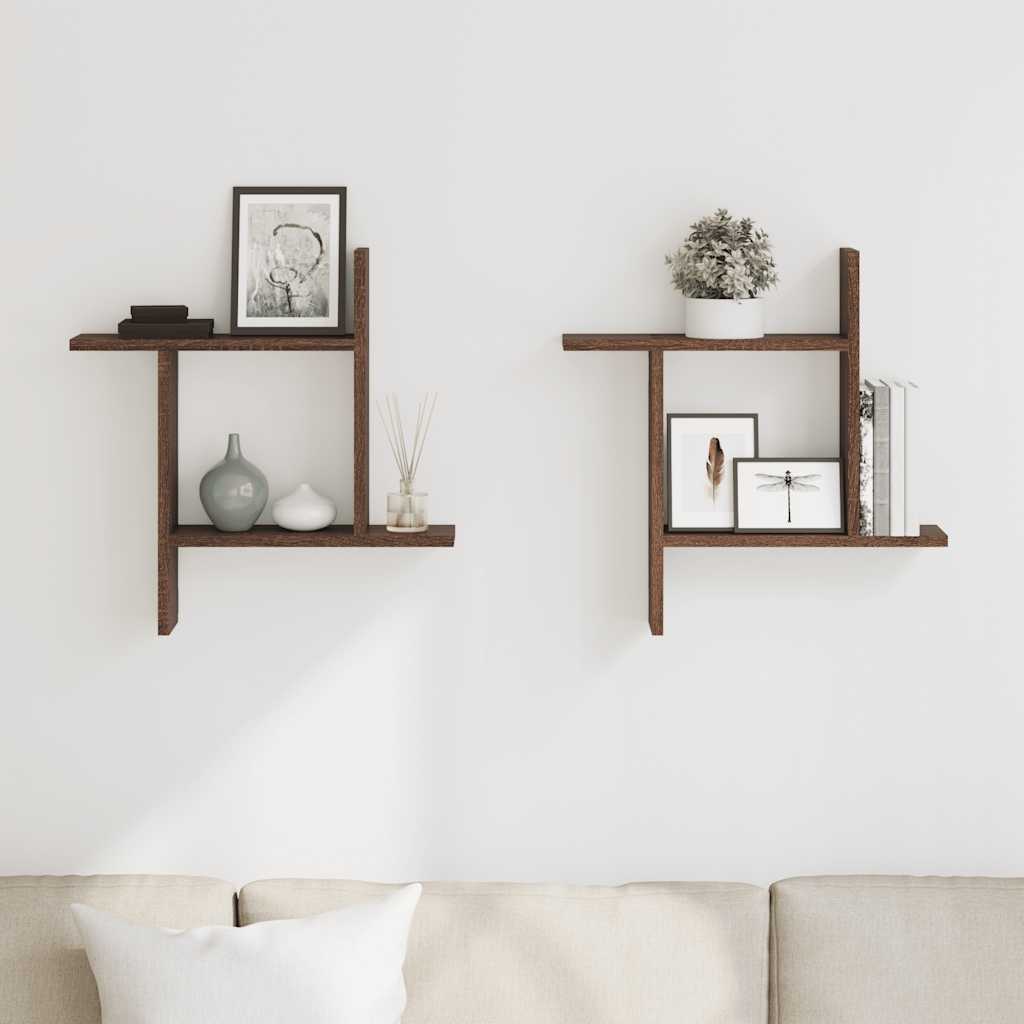 Wall Shelves 2 pcs Brown Oak 50x12x50 cm Engineered Wood
