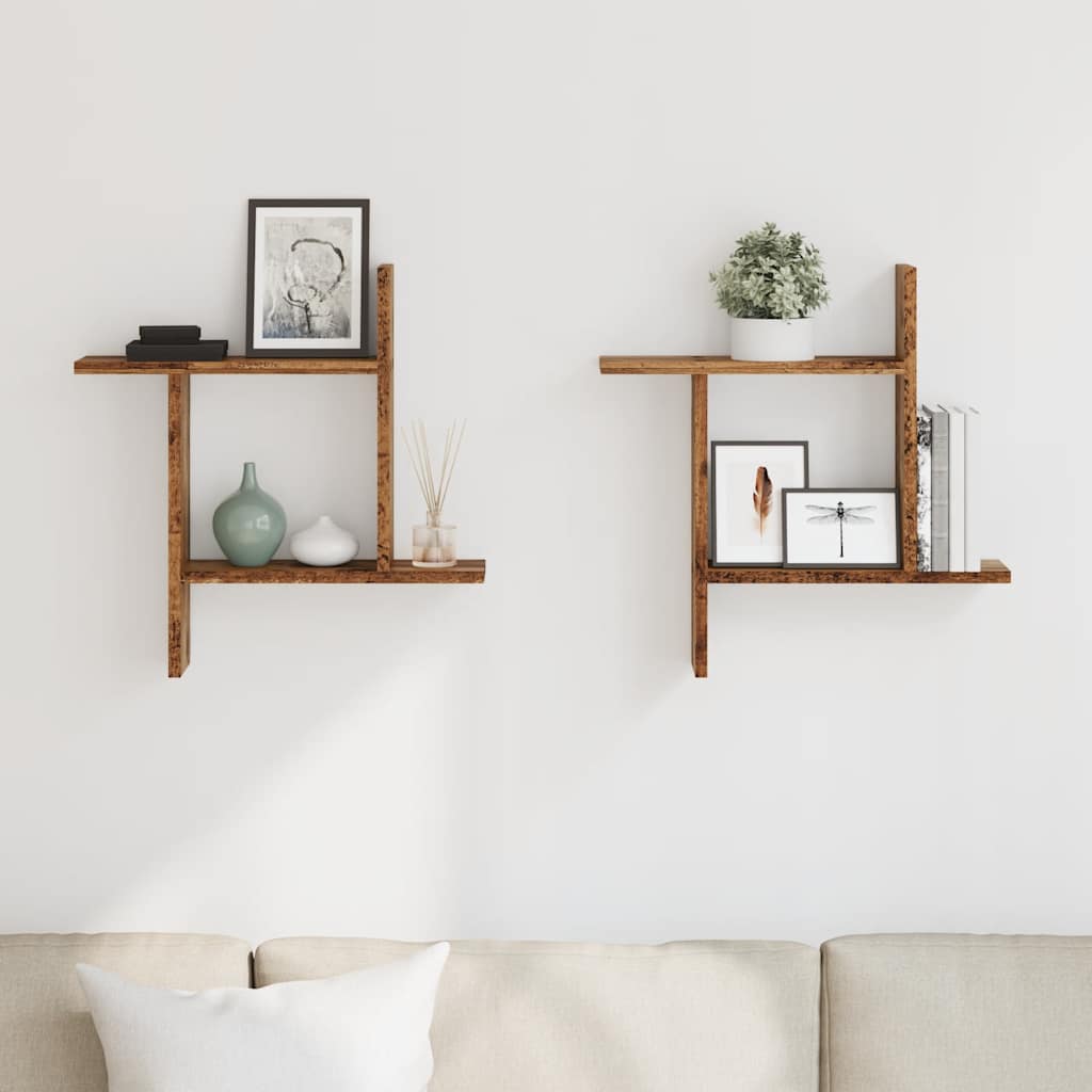 Wall Shelves 2 pcs Old Wood 50x12x50 cm Engineered Wood