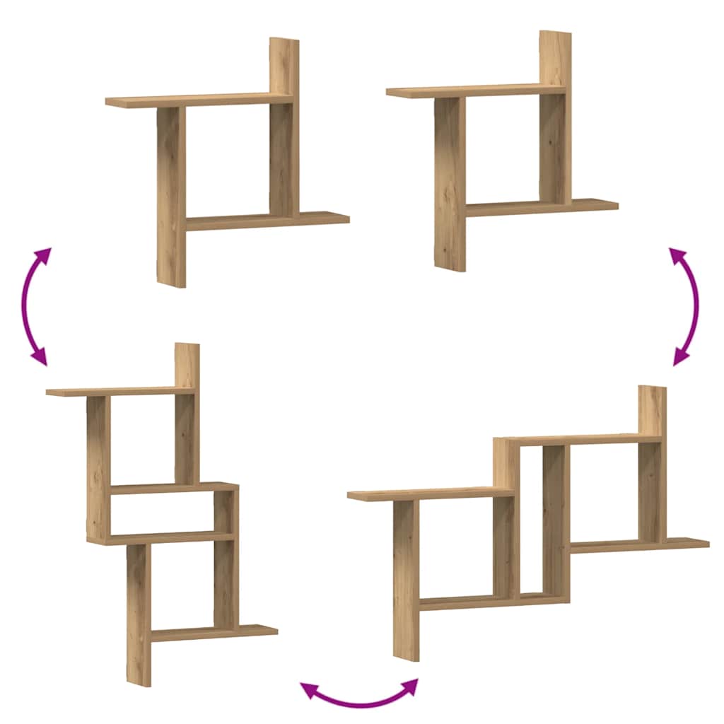 Wall Shelves 2 pcs Artisian Oak 50x12x50 cm Engineered Wood