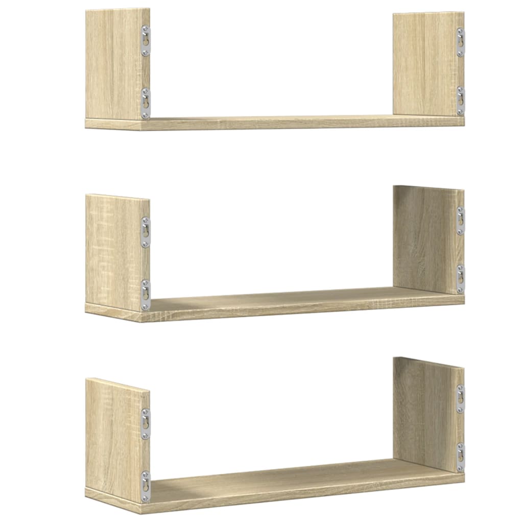 vidaXL Wall Shelves 3 pcs Sonoma Oak 58x18x18 cm Engineered Wood