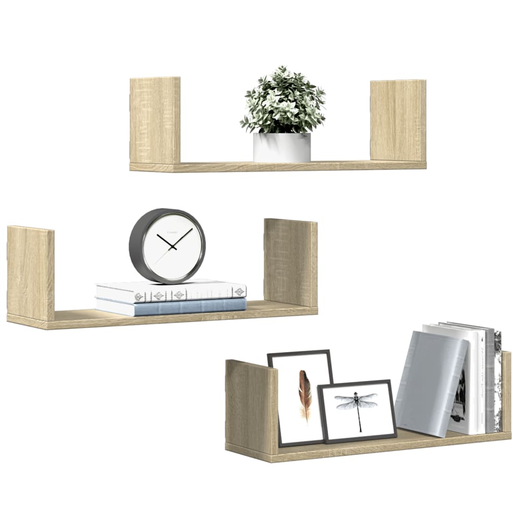 vidaXL Wall Shelves 3 pcs Sonoma Oak 58x18x18 cm Engineered Wood