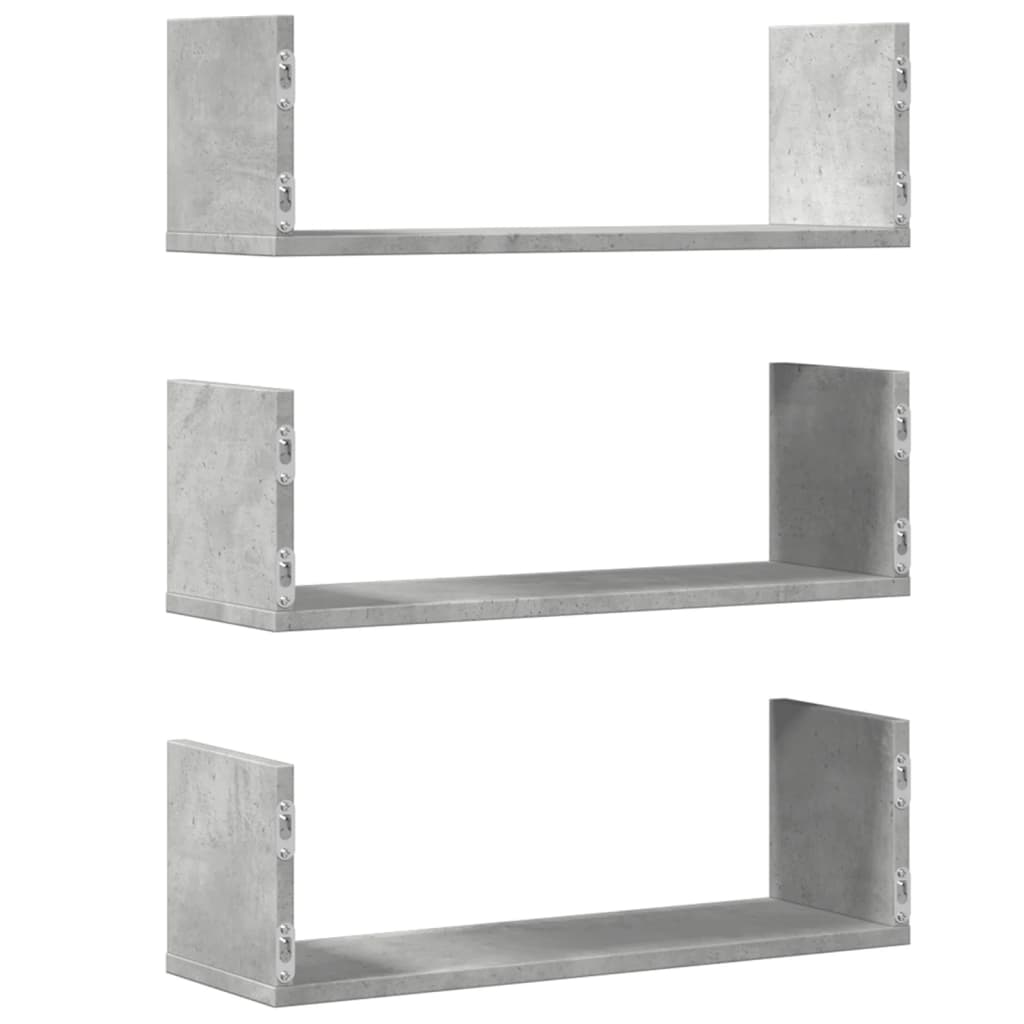 vidaXL Wall Shelves 3 pcs Concrete Grey 58x18x18 cm Engineered Wood