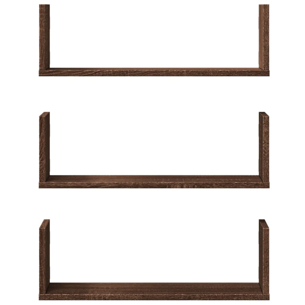 vidaXL Wall Shelves 3 pcs Brown Oak 58x18x18 cm Engineered Wood