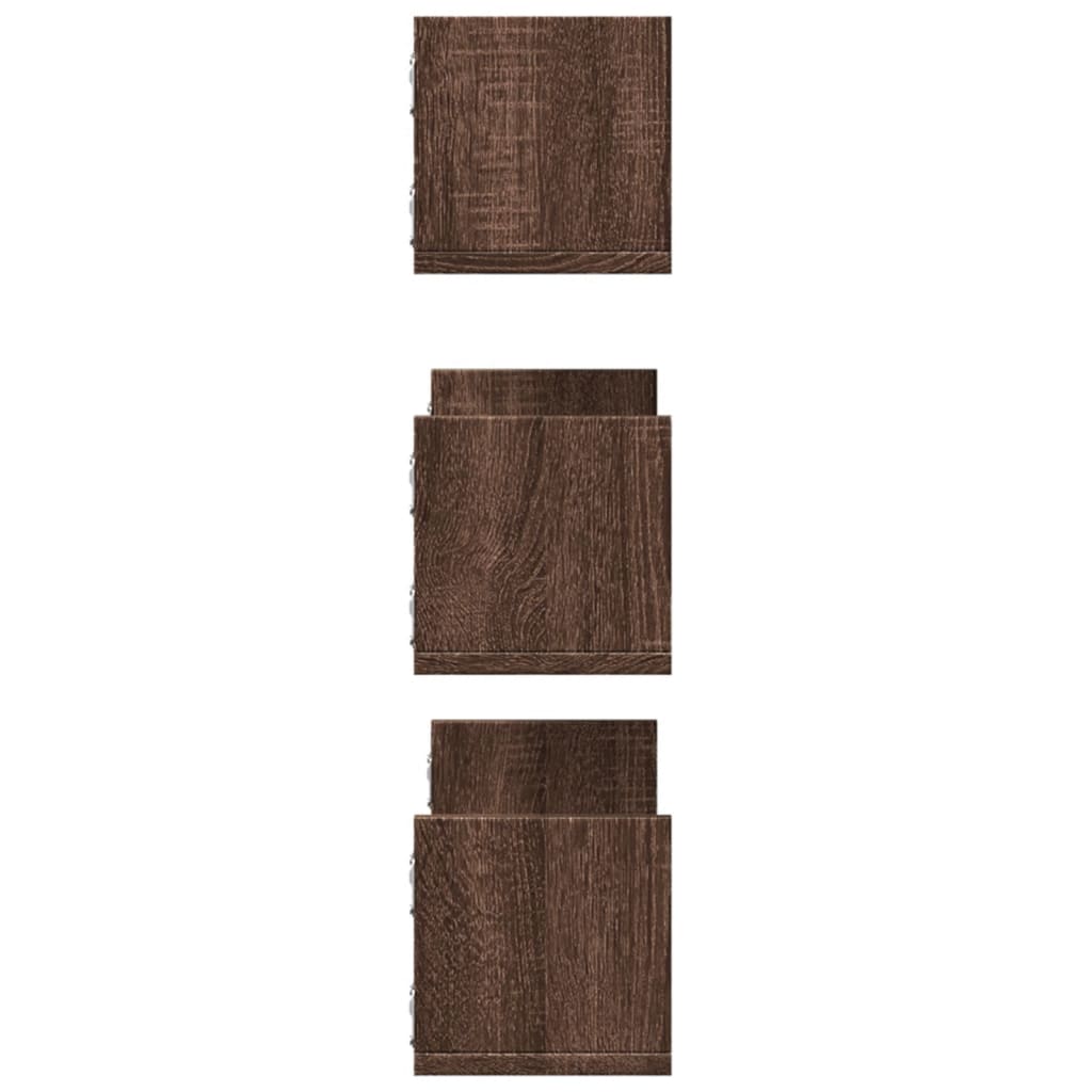 vidaXL Wall Shelves 3 pcs Brown Oak 58x18x18 cm Engineered Wood