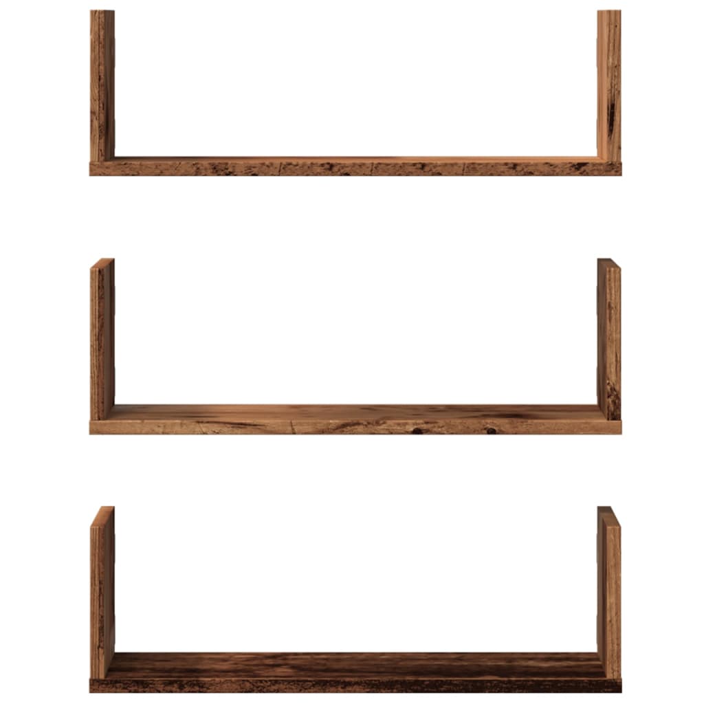 vidaXL Wall Shelves 3 pcs Old Wood 58x18x18 cm Engineered Wood