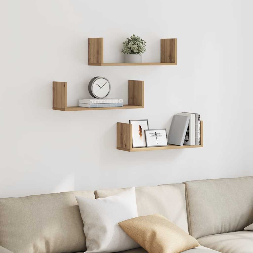 Wall Shelves 3 pcs Artisian Oak 58x18x18 cm Engineered Wood