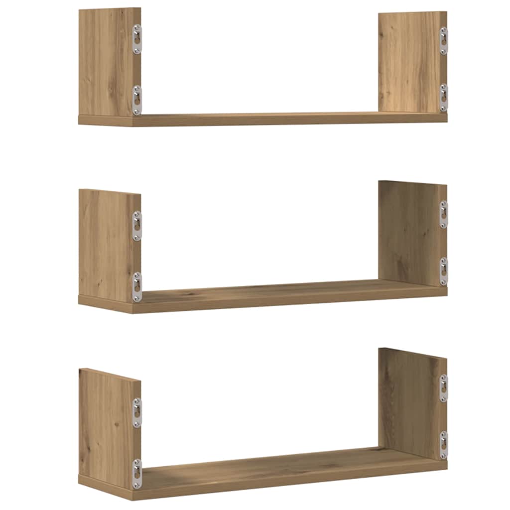 Wall Shelves 3 pcs Artisian Oak 58x18x18 cm Engineered Wood