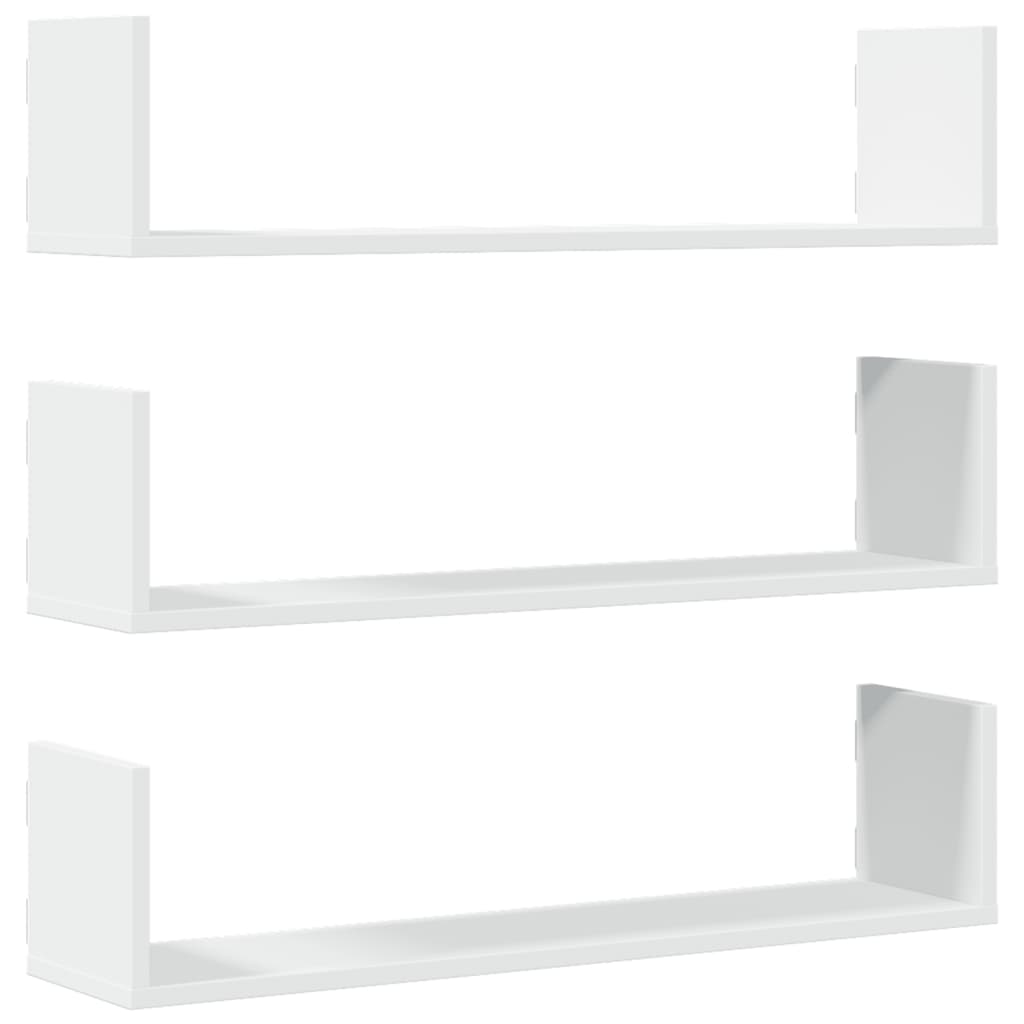 vidaXL Wall Shelves 3 pcs White 80x18x18 cm Engineered Wood