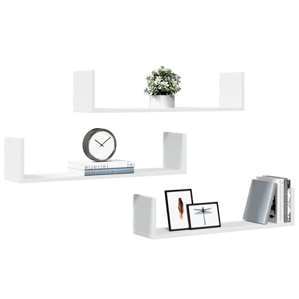 vidaXL Wall Shelves 3 pcs White 80x18x18 cm Engineered Wood