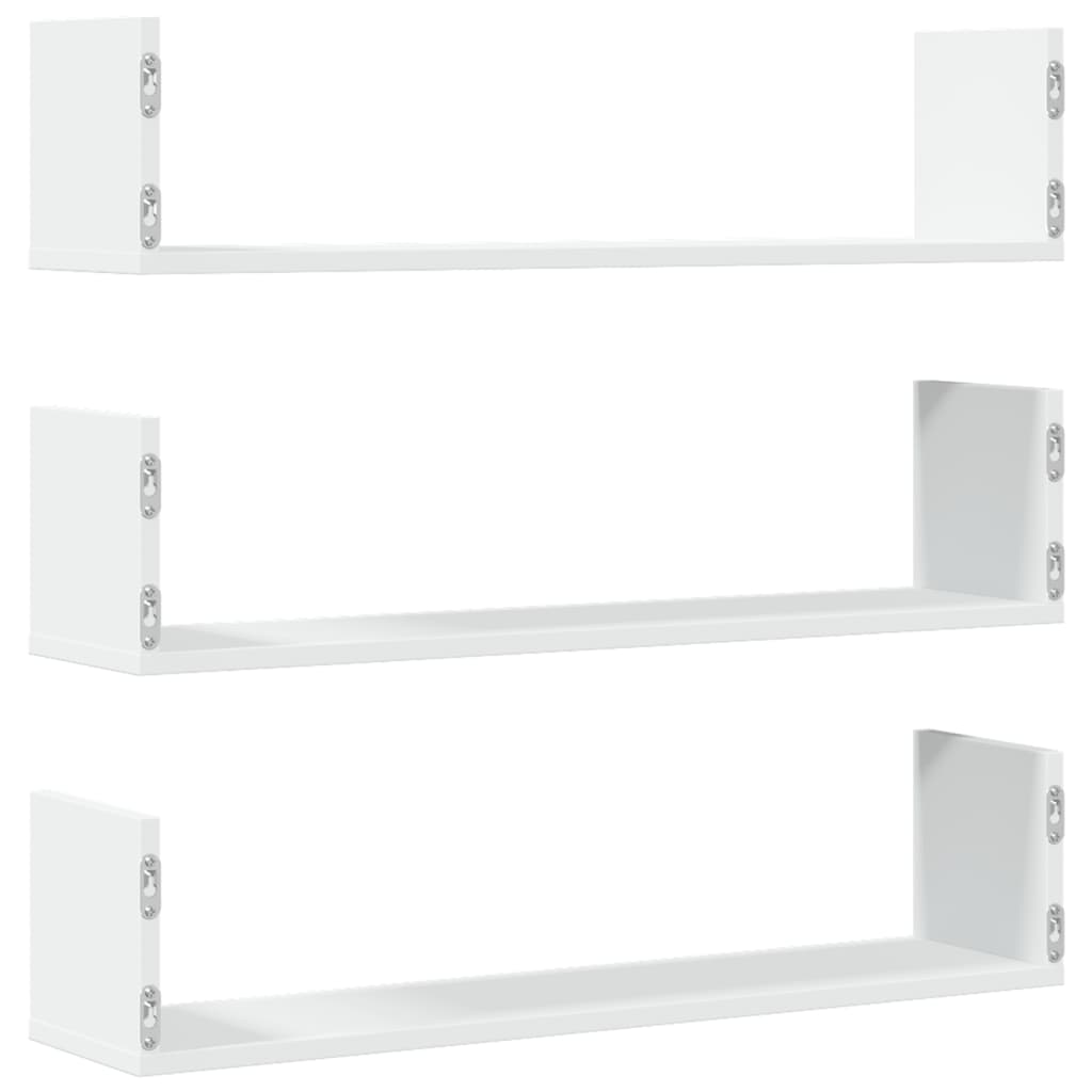 vidaXL Wall Shelves 3 pcs White 80x18x18 cm Engineered Wood