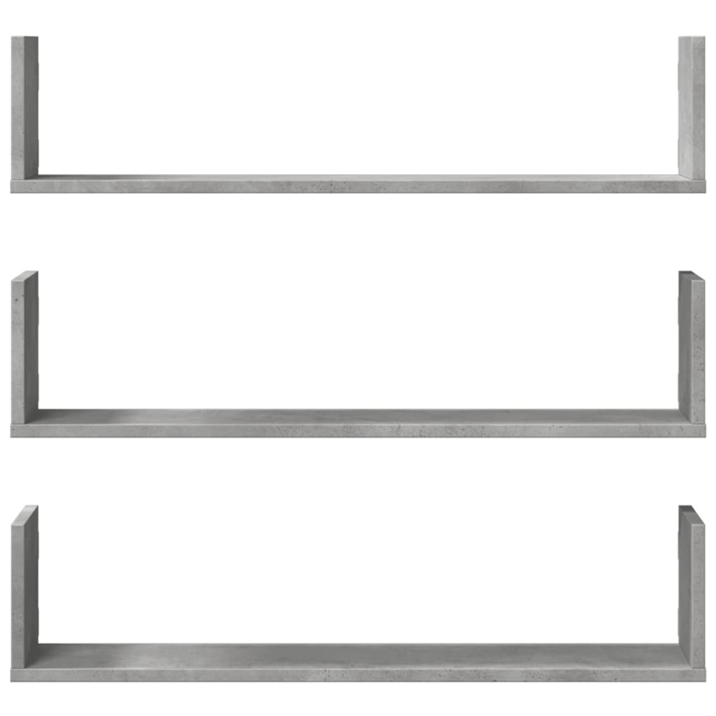 vidaXL Wall Shelves 3 pcs Concrete Grey 80x18x18 cm Engineered Wood