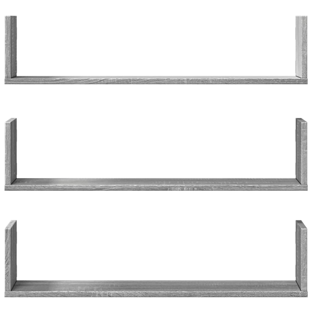 vidaXL Wall Shelves 3 pcs Grey Sonoma 80x18x18 cm Engineered Wood