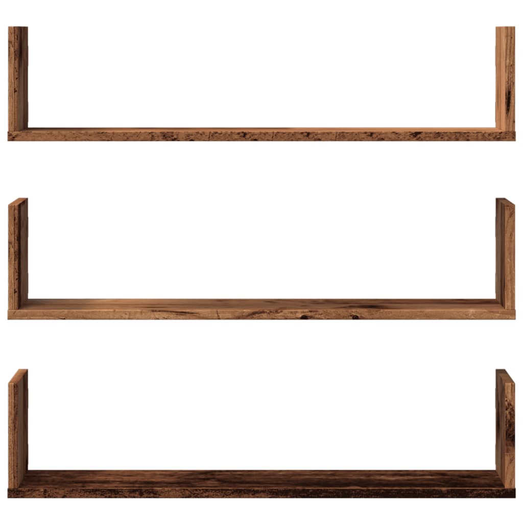 vidaXL Wall Shelves 3 pcs Old Wood 80x18x18 cm Engineered Wood