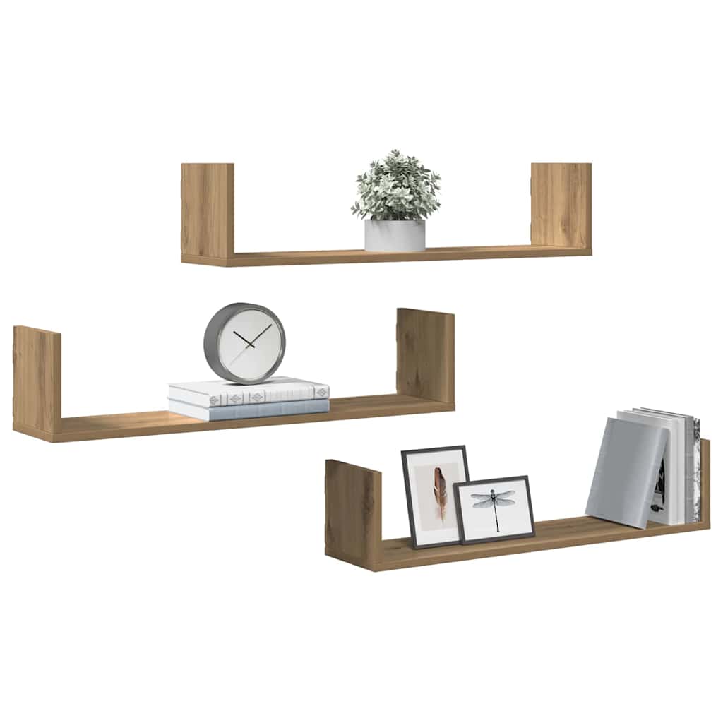 Wall Shelves 3 pcs Artisian Oak 80x18x18 cm Engineered Wood