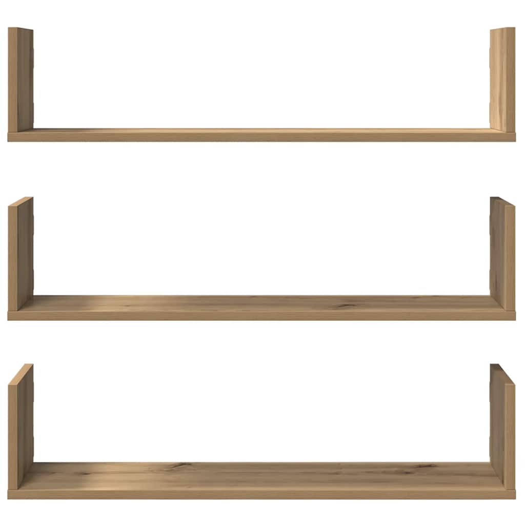 Wall Shelves 3 pcs Artisian Oak 80x18x18 cm Engineered Wood