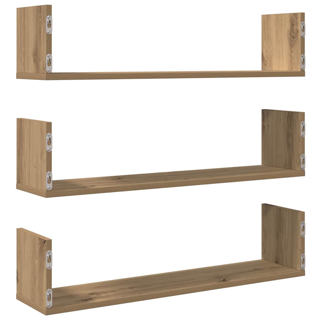 Wall Shelves 3 pcs Artisian Oak 80x18x18 cm Engineered Wood
