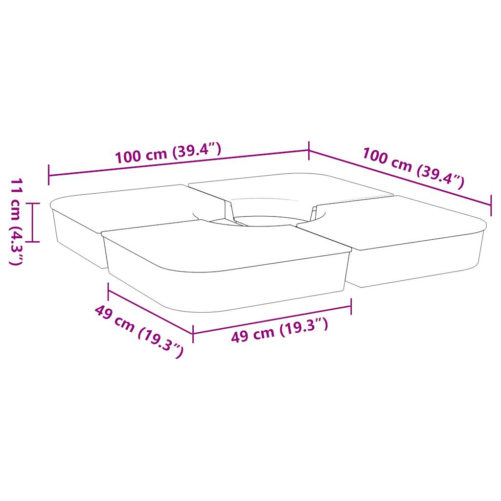 vidaXL 4 Piece Parasol Base Set for Cross Stand Parasol 100 kg PP