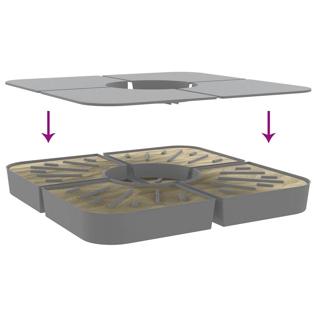 vidaXL 4 Piece Parasol Base Set for Cross Stand Parasol 100 kg PP