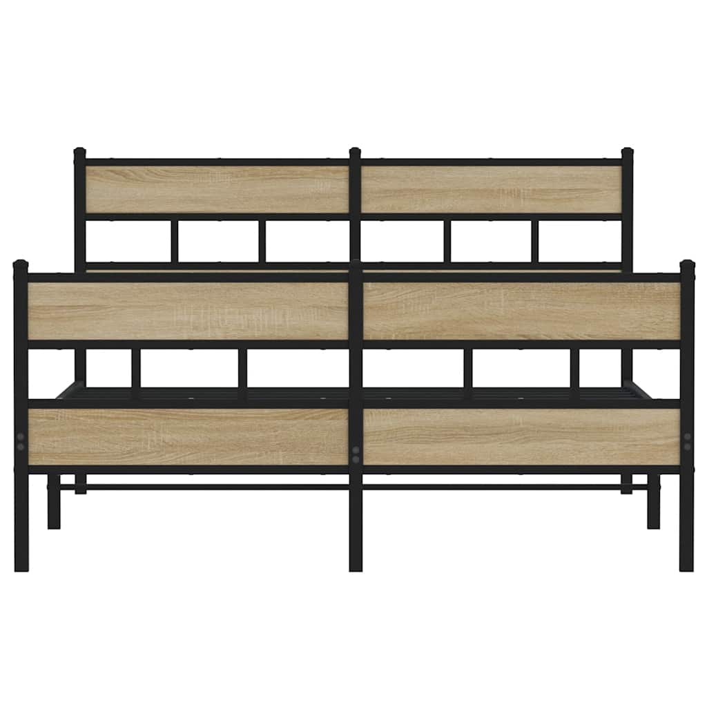 Metal Bed Frame without Mattress Sonoma Oak 150x200 cm King Size
