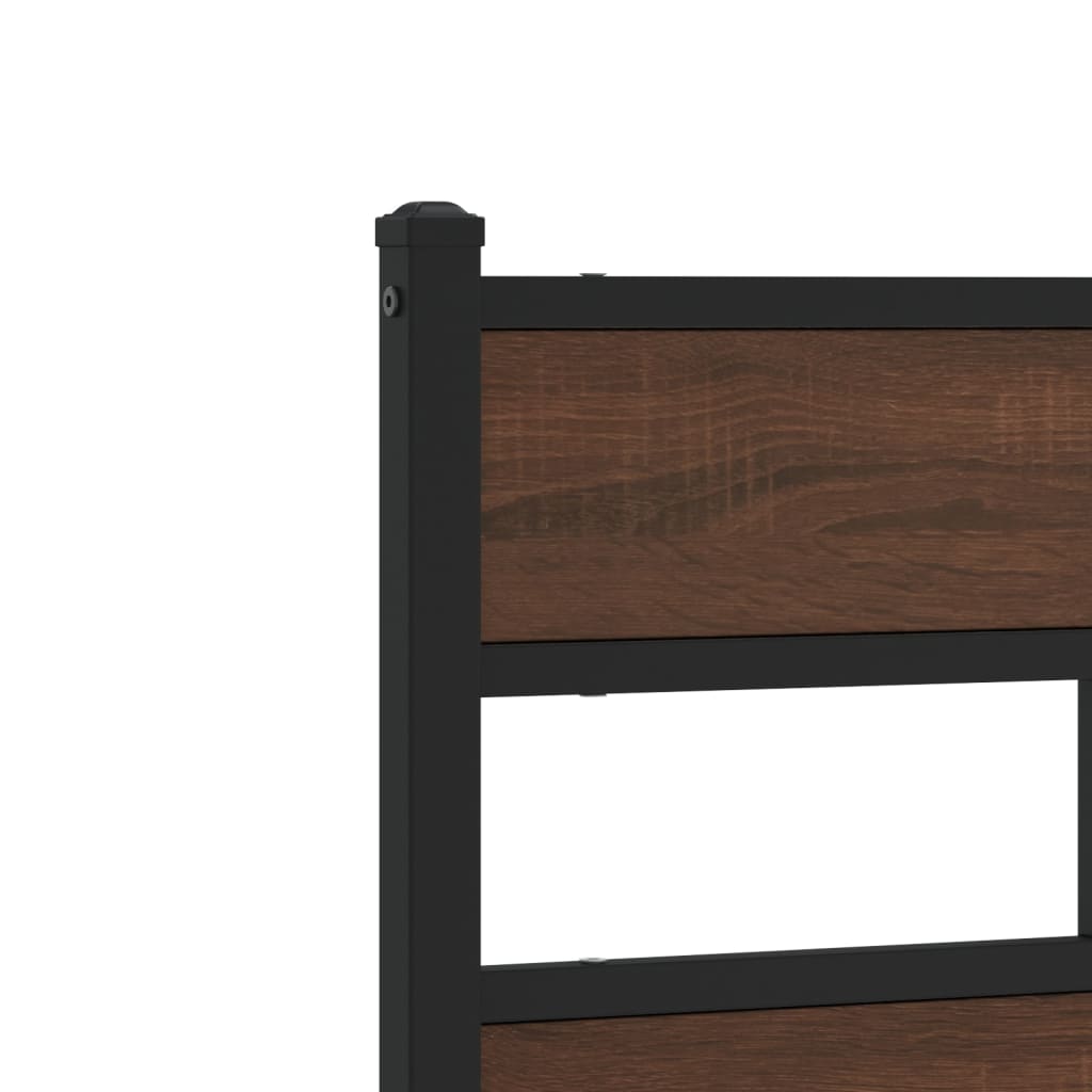 Metal Bed Frame without Mattress Brown Oak 180x200 cm Super King