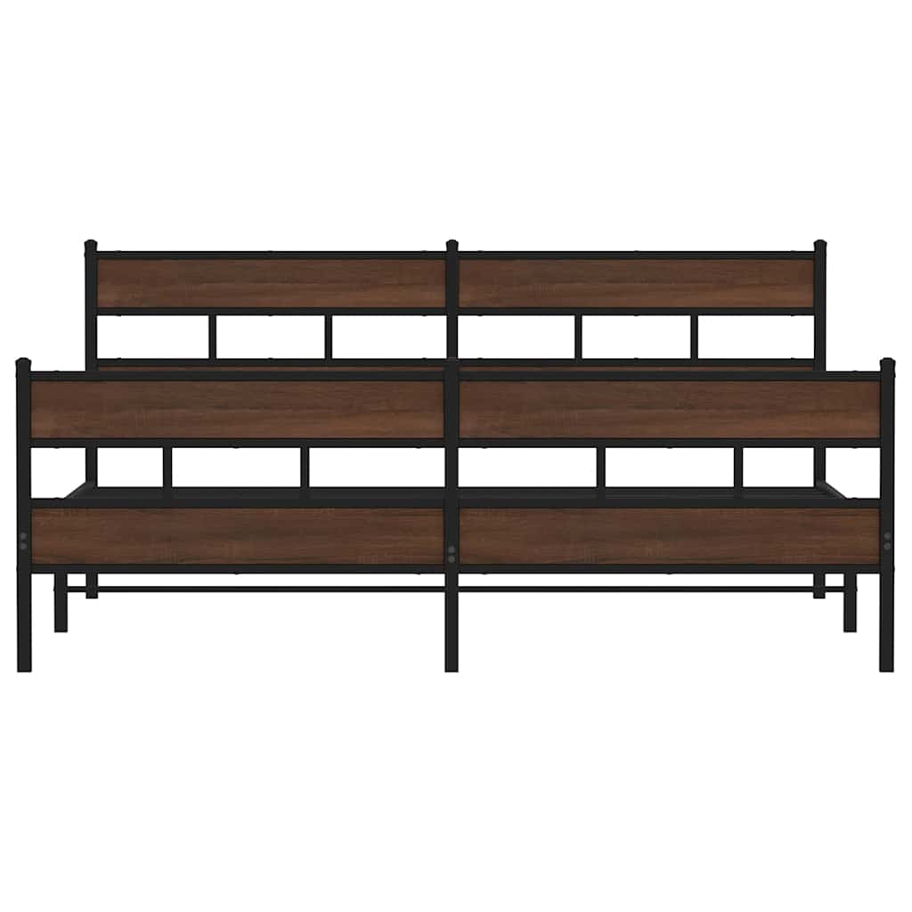 Metal Bed Frame without Mattress Brown Oak 200x200 cm