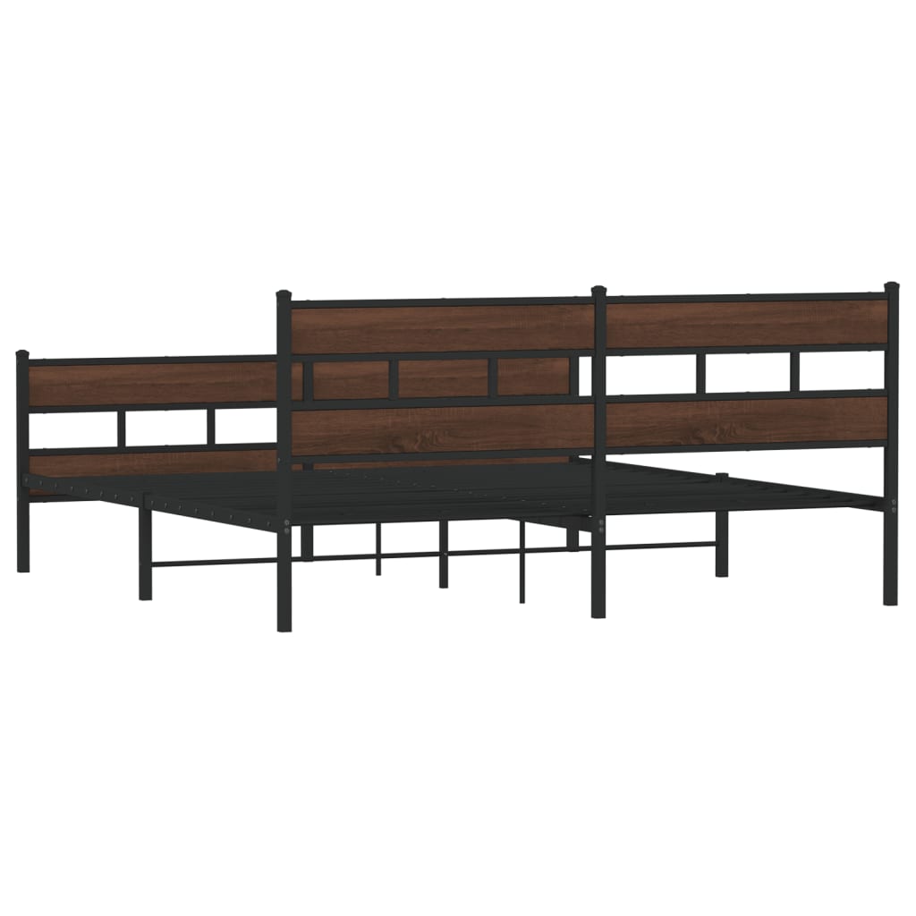 Metal Bed Frame without Mattress Brown Oak 200x200 cm