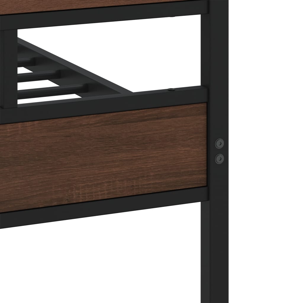 Metal Bed Frame without Mattress Brown Oak 200x200 cm