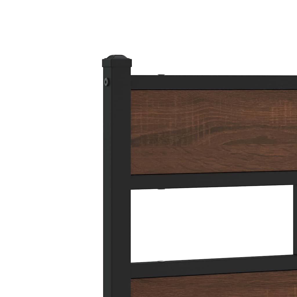 Metal Bed Frame without Mattress Brown Oak 200x200 cm
