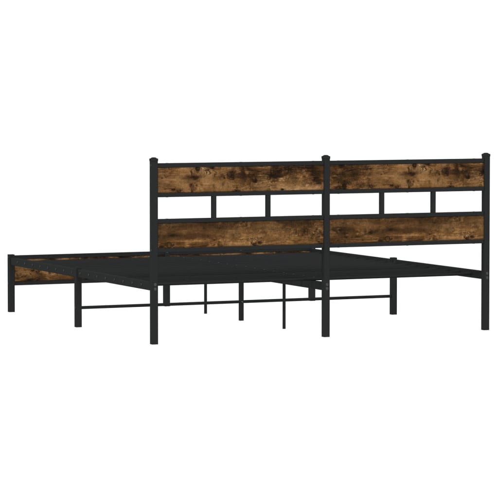 Metal Bed Frame without Mattress Smoked Oak 200x200 cm