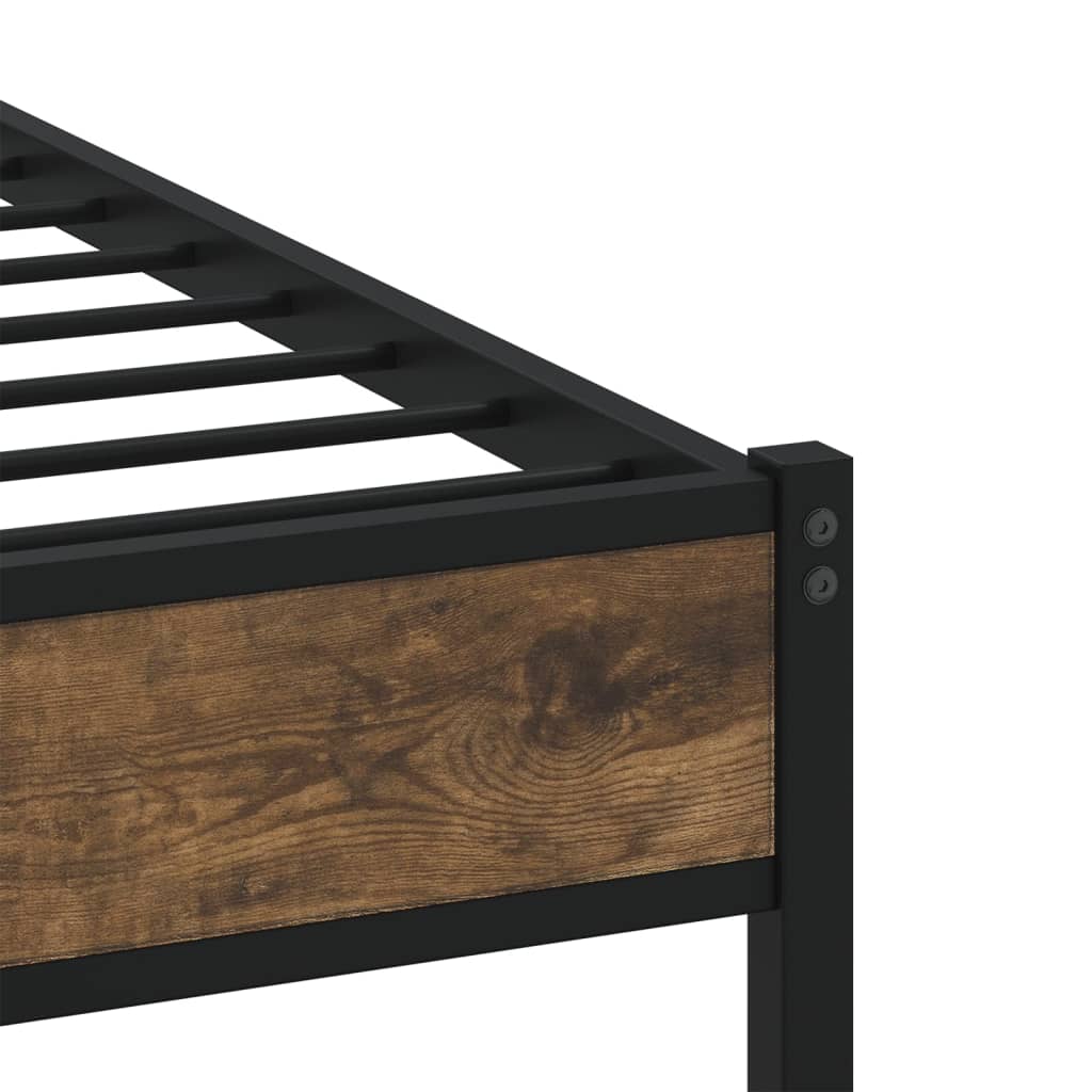 Metal Bed Frame without Mattress Smoked Oak 200x200 cm