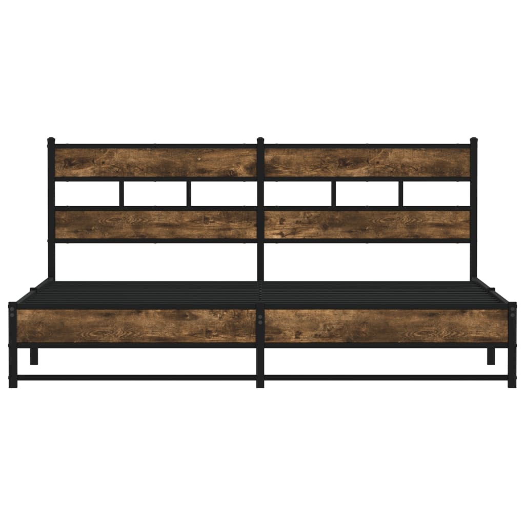 vidaXL Metal Bed Frame without Mattress Smoked Oak 183x213 cm