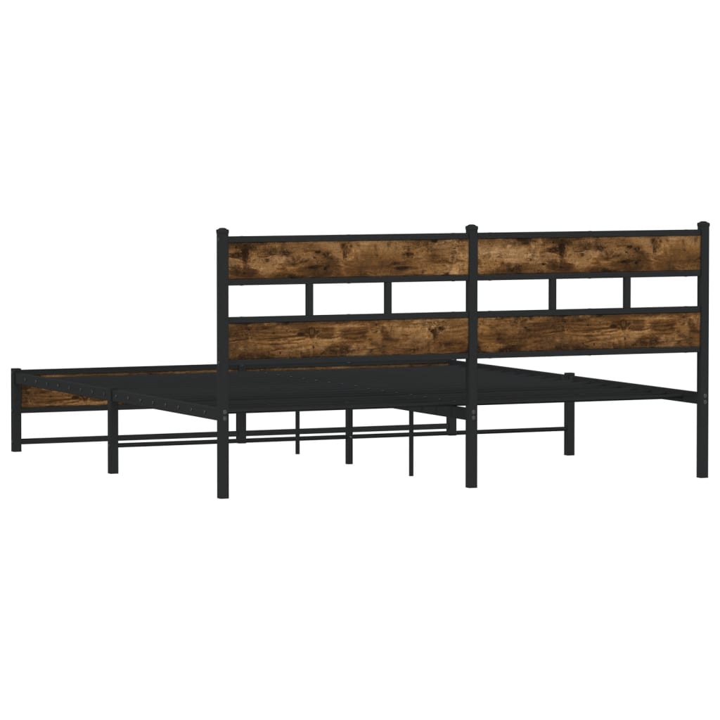 vidaXL Metal Bed Frame without Mattress Smoked Oak 183x213 cm