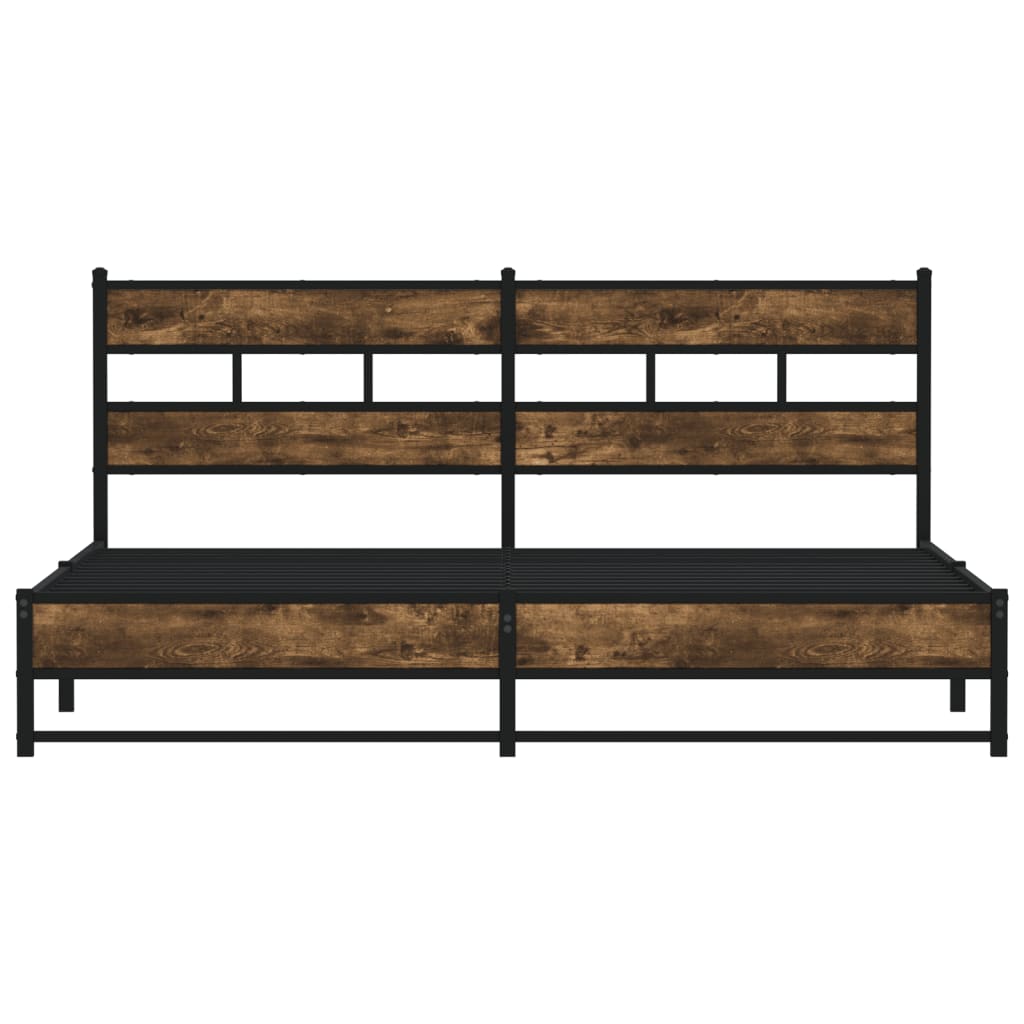 vidaXL Metal Bed Frame without Mattress Smoked Oak 200x200 cm