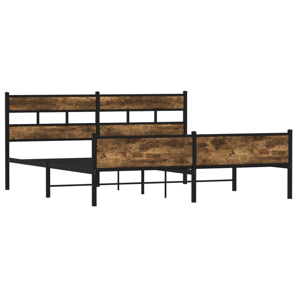Metal Bed Frame without Mattress Smoked Oak 200x200 cm