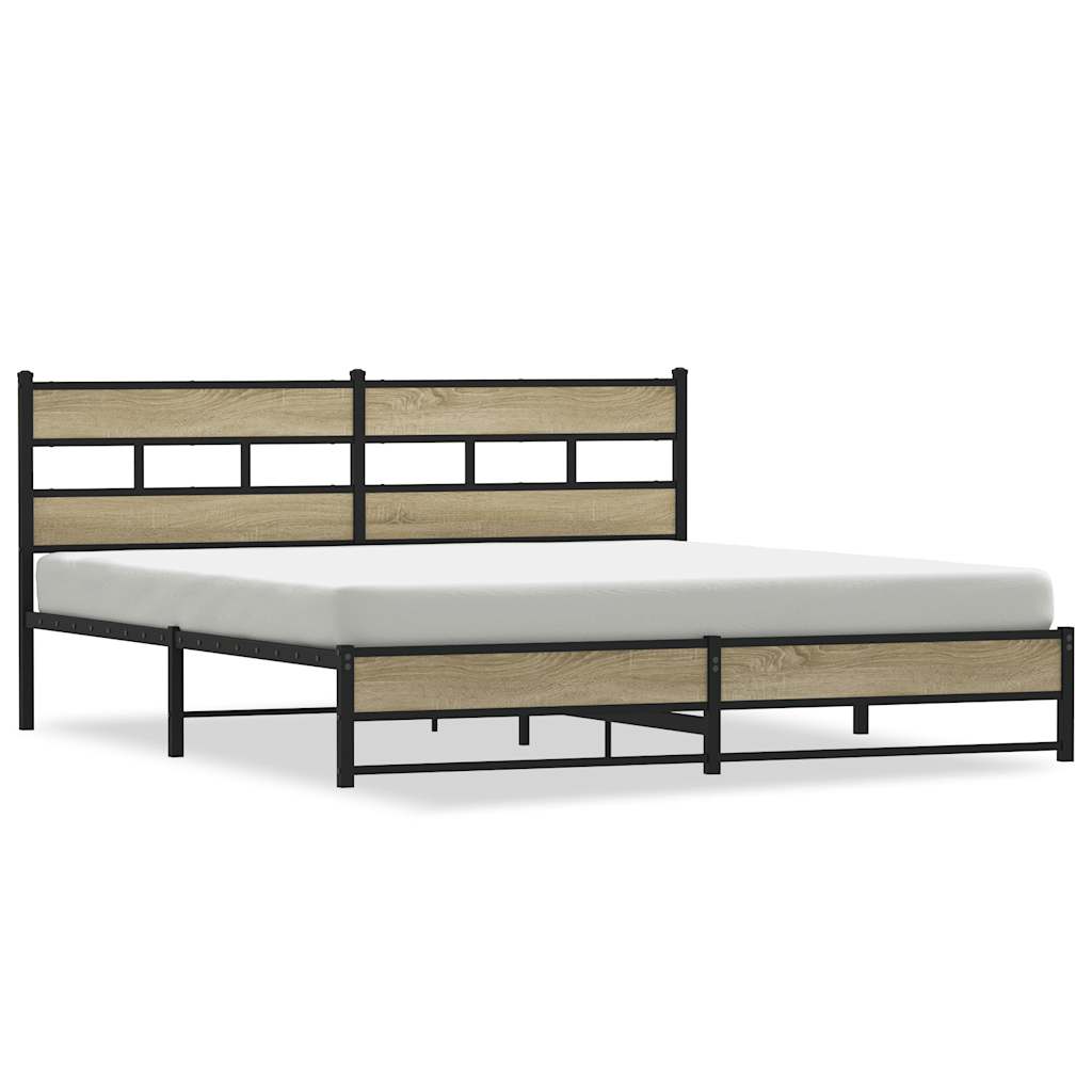 vidaXL Metal Bed Frame without Mattress Sonoma Oak 183x213 cm