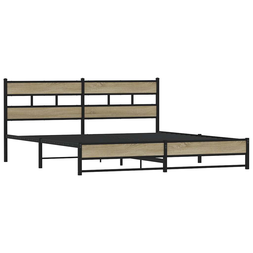 vidaXL Metal Bed Frame without Mattress Sonoma Oak 183x213 cm