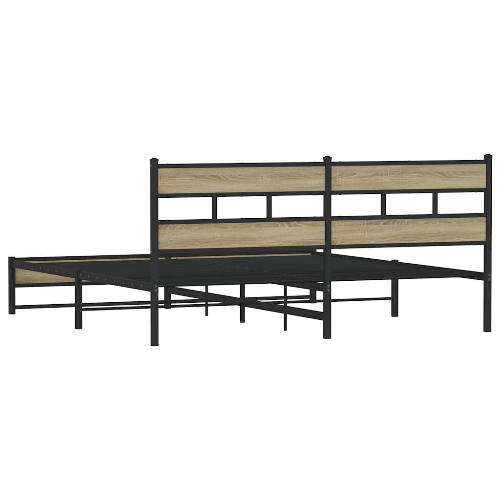 vidaXL Metal Bed Frame without Mattress Sonoma Oak 183x213 cm