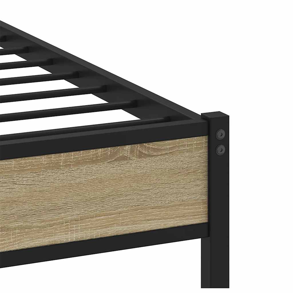 vidaXL Metal Bed Frame without Mattress Sonoma Oak 193x203 cm