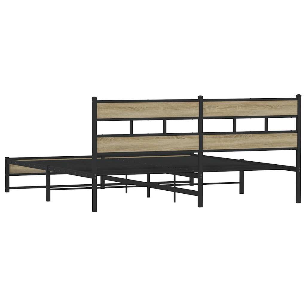 vidaXL Metal Bed Frame without Mattress Sonoma Oak 200x200 cm