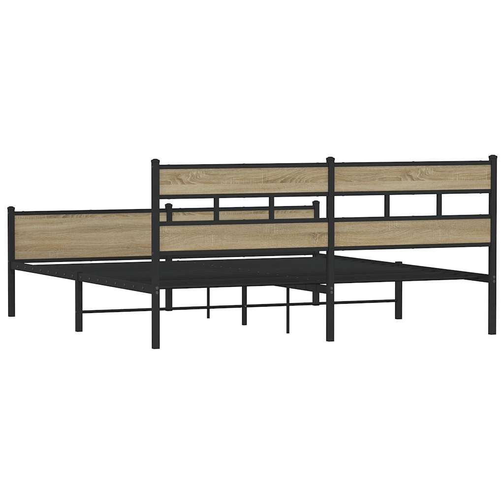 Metal Bed Frame without Mattress Sonoma Oak 183x213 cm