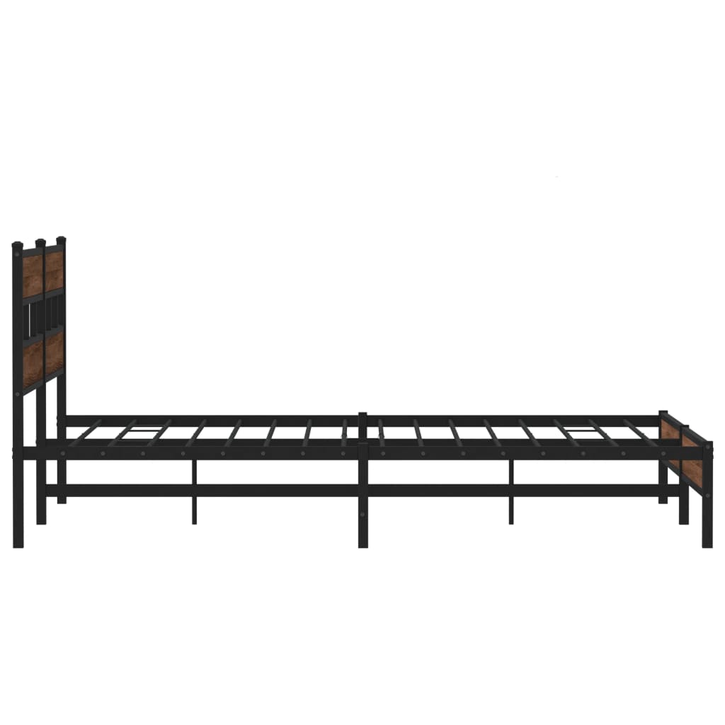 Metal Bed Frame without Mattress Brown Oak 183x213 cm