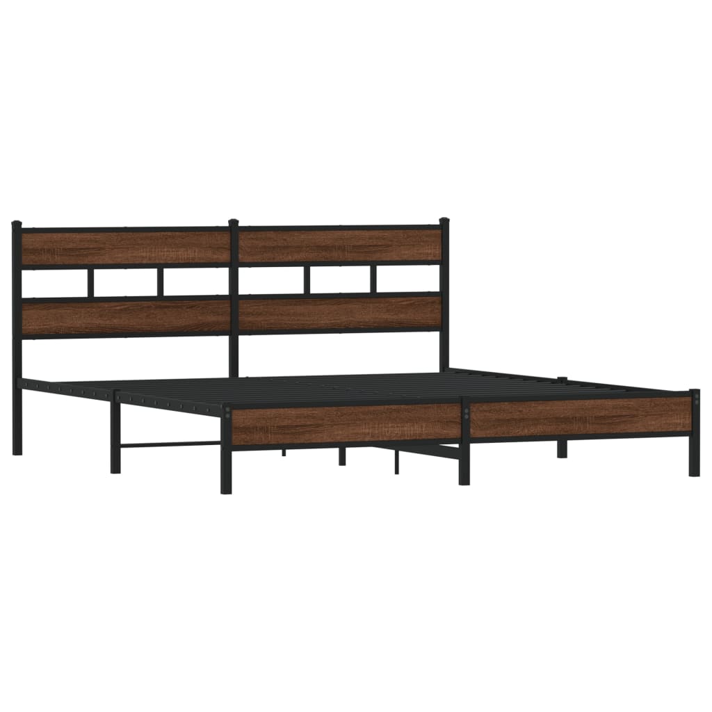 Metal Bed Frame without Mattress Brown Oak 200x200 cm