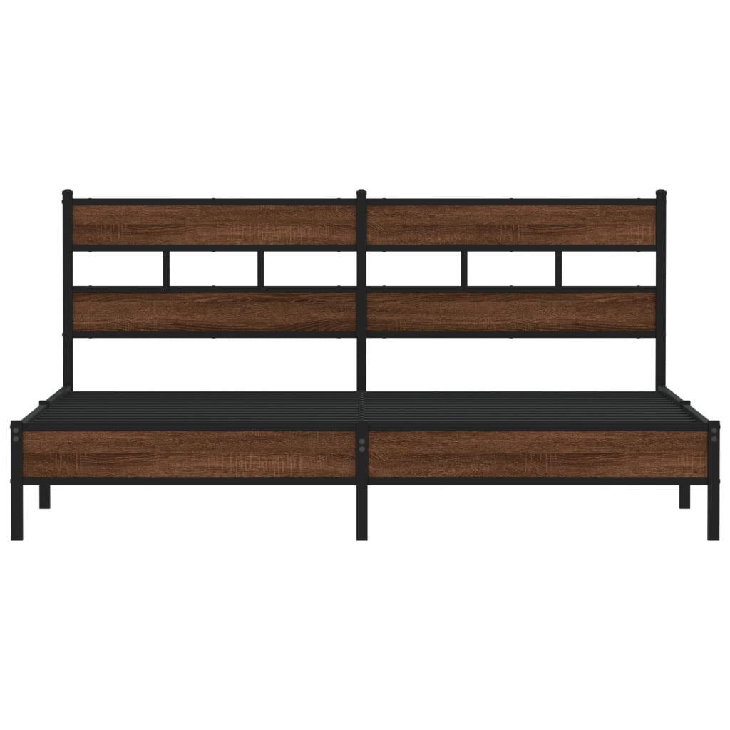 Metal Bed Frame without Mattress Brown Oak 200x200 cm