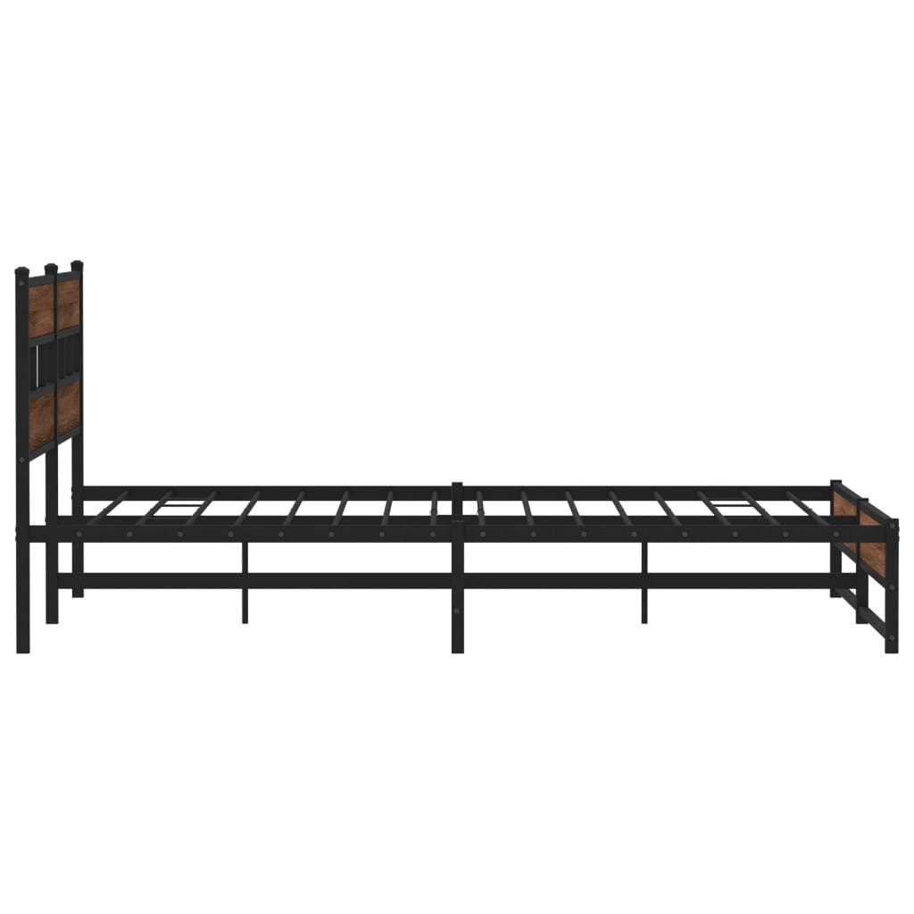 Metal Bed Frame without Mattress Brown Oak 193x203 cm