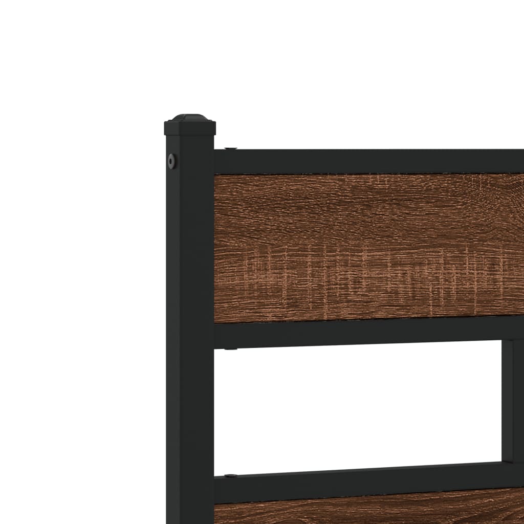 Metal Bed Frame without Mattress Brown Oak 193x203 cm