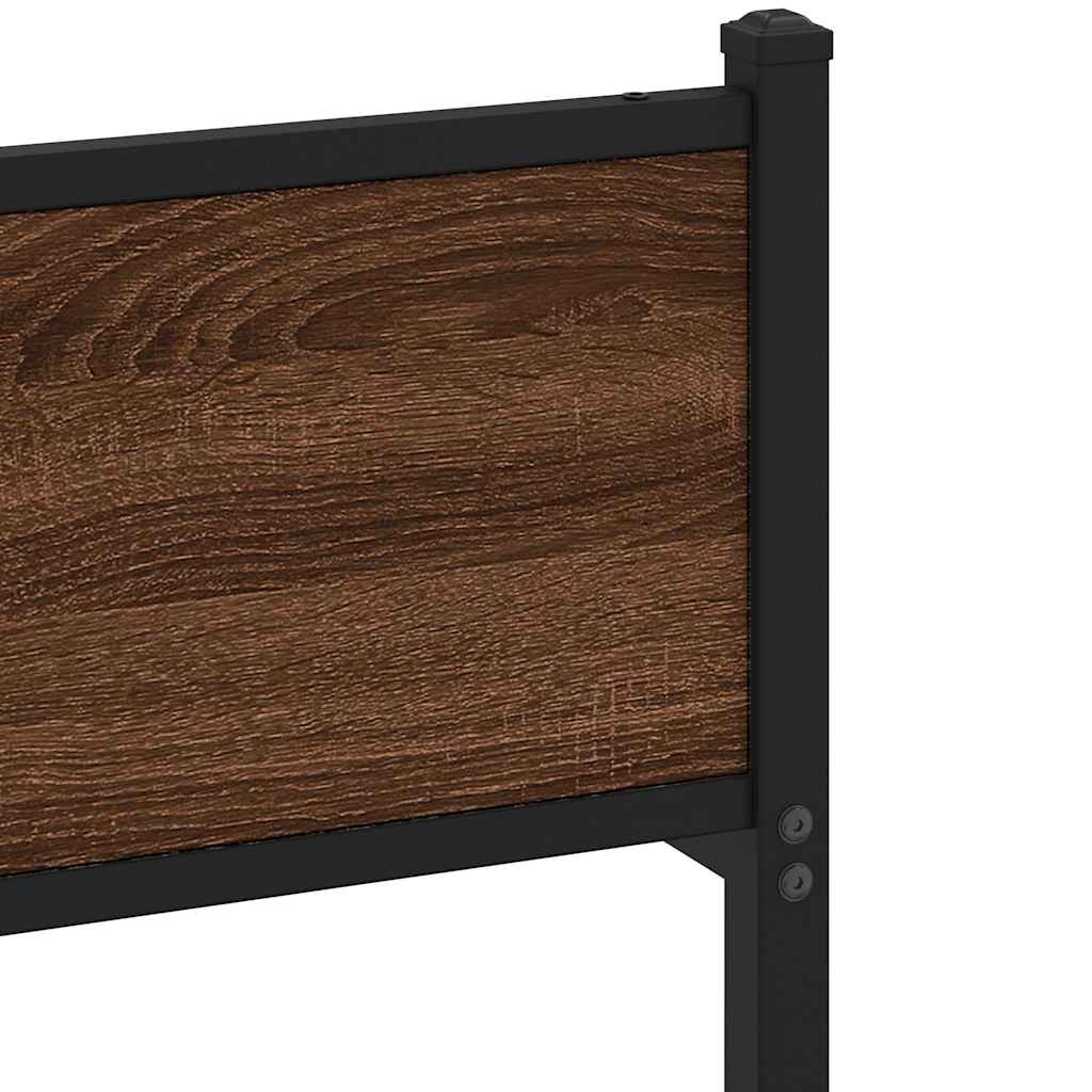 Metal Bed Frame without Mattress Brown Oak 160x200 cm